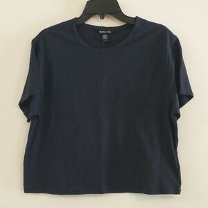 Athleta Everyday 100% Cotton Cropped Tee Navy Blue Large
